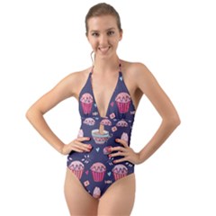 Afternoon Tea And Sweets Halter Cut-Out One Piece Swimsuit