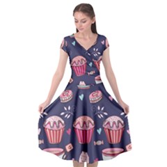 Afternoon Tea And Sweets Cap Sleeve Wrap Front Dress