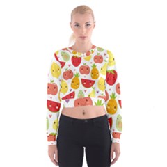 Happy Fruits Pattern Cropped Sweatshirt by Bigfootshirtshop