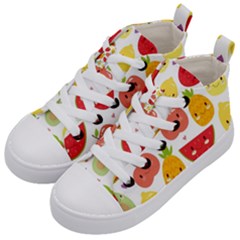 Happy Fruits Pattern Kid s Mid-top Canvas Sneakers by Bigfootshirtshop