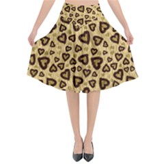 Leopard Heart 01 Flared Midi Skirt