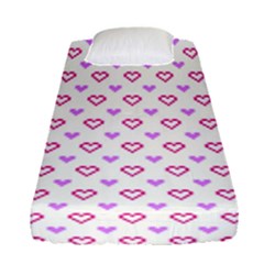 Pixel Hearts Fitted Sheet (single Size) by jumpercat