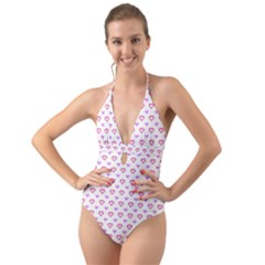 Pixel Hearts Halter Cut-out One Piece Swimsuit by jumpercat