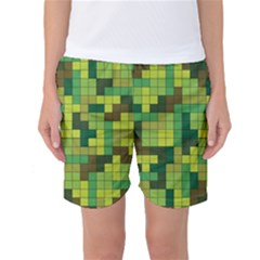 Tetris Camouflage Forest Women s Basketball Shorts by jumpercat