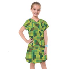Tetris Camouflage Forest Kids  Drop Waist Dress