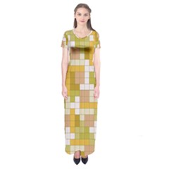 Tetris Camouflage Desert Short Sleeve Maxi Dress