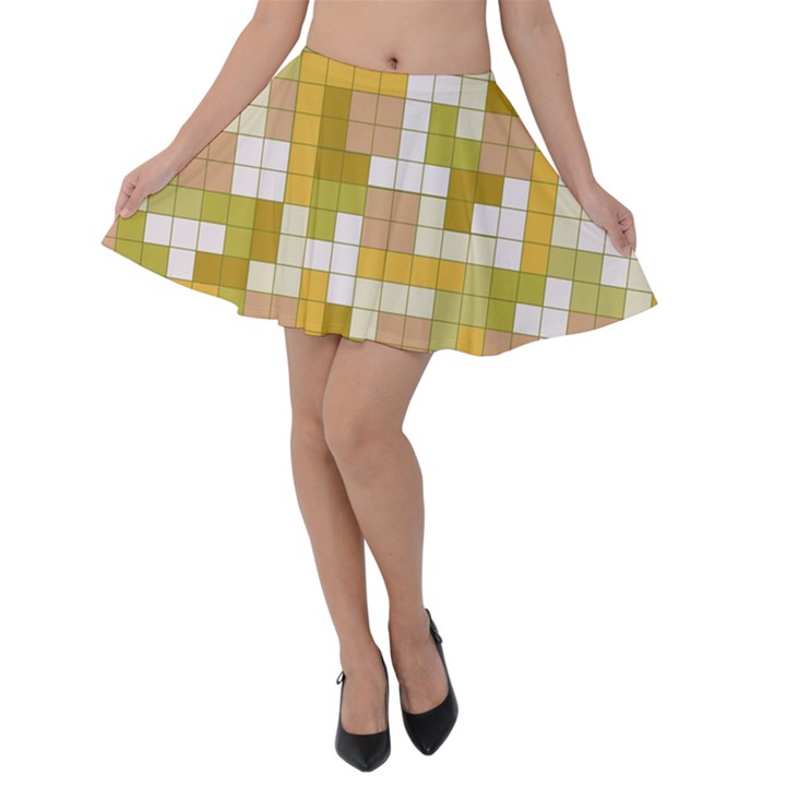 Tetris Camouflage Desert Velvet Skater Skirt