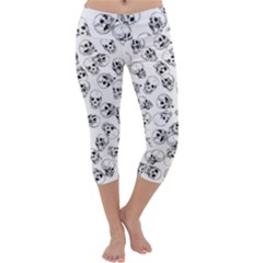 A Lot Of Skulls White Capri Yoga Leggings