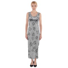 A Lot Of Skulls Grey Fitted Maxi Dress by jumpercat