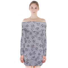 A Lot Of Skulls Grey Long Sleeve Off Shoulder Dress by jumpercat