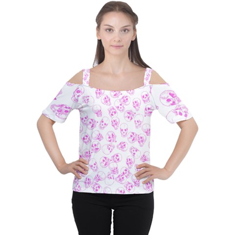 A Lot Of Skulls Pink Cutout Shoulder Tee by jumpercat