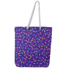 Retro Wave 1 Full Print Rope Handle Tote (large)