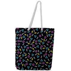 Retro Wave 3 Full Print Rope Handle Tote (large)