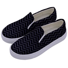 Dark Chevron Kids  Canvas Slip Ons