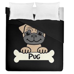 Tan Pug With A Bone  Duvet Cover Double Side (queen Size) by Bigfootshirtshop