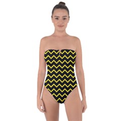 Yellow Chevron Tie Back One Piece Swimsuit by jumpercat