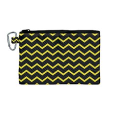 Yellow Chevron Canvas Cosmetic Bag (medium) by jumpercat