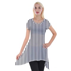 Basic Vertical Stripes Short Sleeve Side Drop Tunic by jumpercat