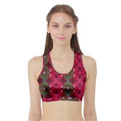 Christmas Colors Wrapping Paper Design Sports Bra With Border