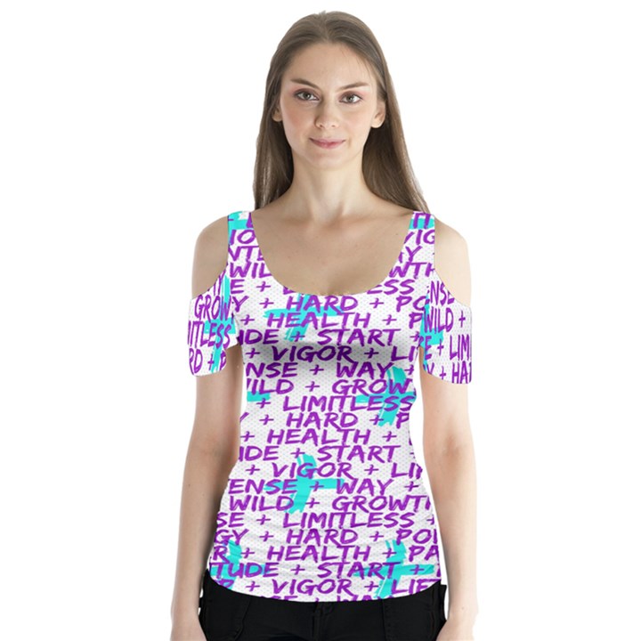 Hard Workout Butterfly Sleeve Cutout Tee 