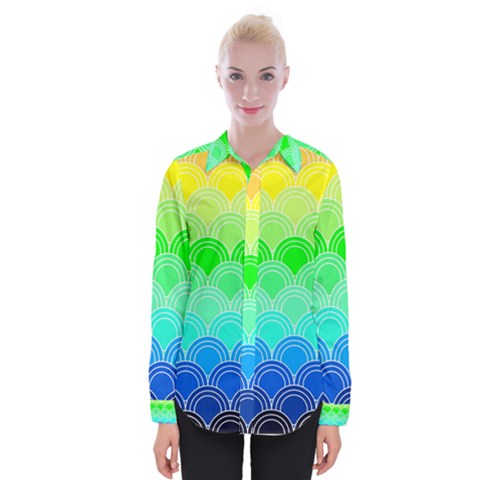 Art Deco Rain Bow Womens Long Sleeve Shirt by NouveauDesign