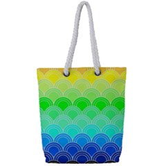 Art Deco Rain Bow Full Print Rope Handle Tote (small) by NouveauDesign