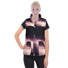 Storm Weather Lightning Bolt Women s Button Up Puffer Vest by BangZart