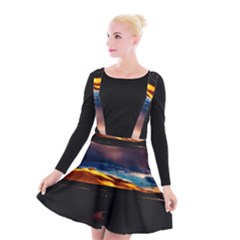 India Sunset Sky Clouds Mountains Suspender Skater Skirt by BangZart