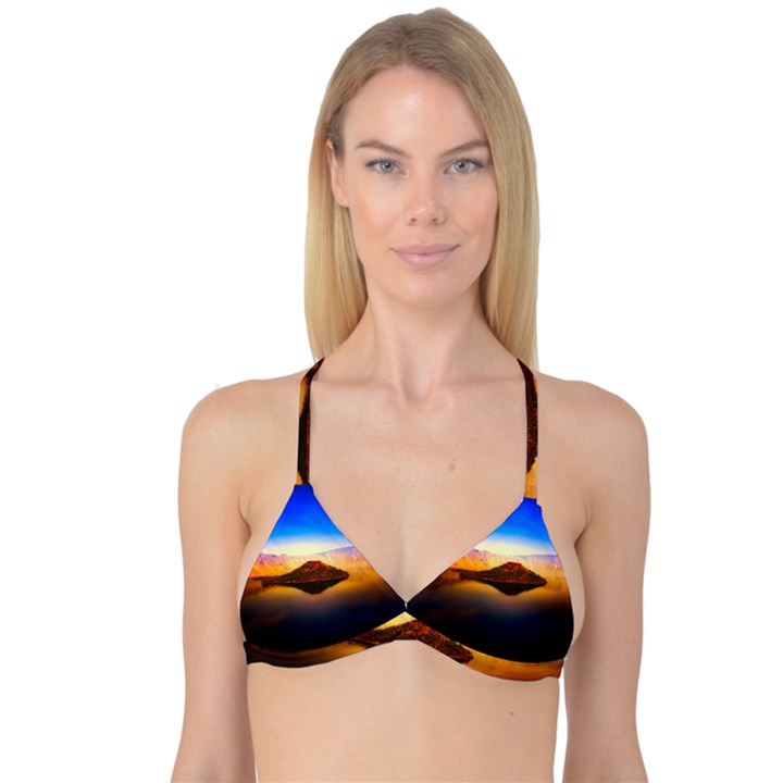 Crater Lake Oregon Mountains Reversible Tri Bikini Top