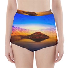 Crater Lake Oregon Mountains High-waisted Bikini Bottoms by BangZart