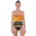 Bled Slovenia Sunrise Fog Mist Tie Back One Piece Swimsuit View1