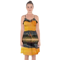 Bled Slovenia Sunrise Fog Mist Ruffle Detail Chiffon Dress by BangZart