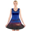 Canada Lake Night Evening Stars V-Neck Sleeveless Skater Dress View1