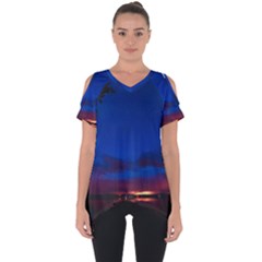 Canada Lake Night Evening Stars Cut Out Side Drop Tee