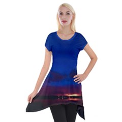 Canada Lake Night Evening Stars Short Sleeve Side Drop Tunic by BangZart