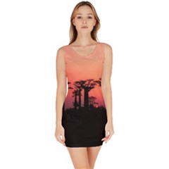 Baobabs Trees Silhouette Landscape Bodycon Dress