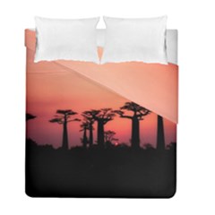 Baobabs Trees Silhouette Landscape Duvet Cover Double Side (full/ Double Size)