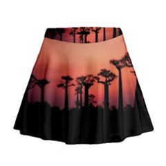 Baobabs Trees Silhouette Landscape Mini Flare Skirt