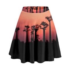 Baobabs Trees Silhouette Landscape High Waist Skirt by BangZart