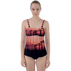 Baobabs Trees Silhouette Landscape Twist Front Tankini Set