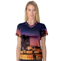 San Francisco Night Evening Lights V-Neck Sport Mesh Tee