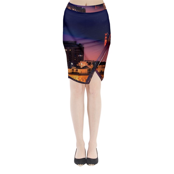 San Francisco Night Evening Lights Midi Wrap Pencil Skirt