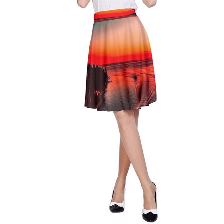 Sunset Dusk Boat Sea Ocean Water A-Line Skirt