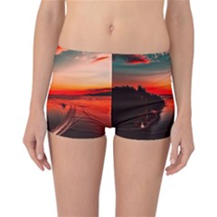 Sunset Dusk Boat Sea Ocean Water Reversible Boyleg Bikini Bottoms