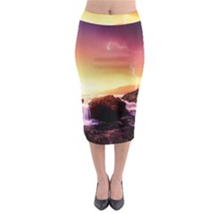 California Sea Ocean Pacific Midi Pencil Skirt by BangZart