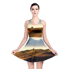 Landscape Mountains Nature Outdoors Reversible Skater Dress by BangZart