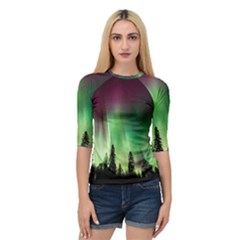 Aurora Borealis Northern Lights Quarter Sleeve Raglan Tee