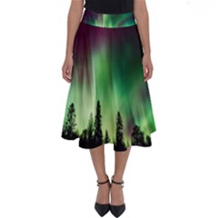 Aurora Borealis Northern Lights Perfect Length Midi Skirt