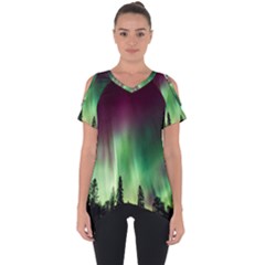 Aurora Borealis Northern Lights Cut Out Side Drop Tee