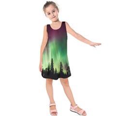 Aurora Borealis Northern Lights Kids  Sleeveless Dress by BangZart